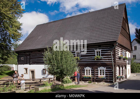 CZECH REPUBLIC, MALA SKALA - AUG 27, 2015: wooden estate Bouckuv statek from 18th cent. in Mala Skala village, Bohemian Paradise region. Typical regio Stock Photo