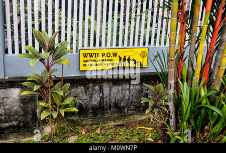 Sign for the Death March Route at Sandakan Memorial Park on the Heritage Trail, Sandakan, Sabah, Borneo, Malaysia Stock Photo