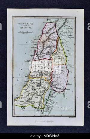 1799 Bible Tract Society Map - Palestine in the Time of Our Savior - New Testament Holy Land Jesus Christ Stock Photo