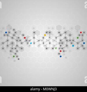 Vector illustration of connected hexagonal cells background. Molecular structure template. Abstract geometric hexagon background for your design Stock Vector