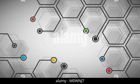 Vector illustration of hexagonal cells background. Digital futuristic template. Abstract geometric hexagon background for your design Stock Vector