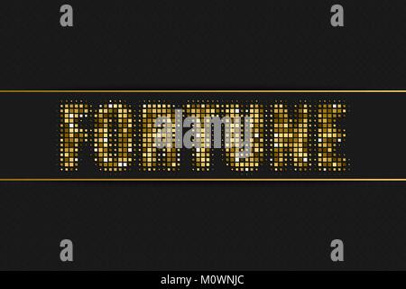 Fortune golden halftone advertising sign with geometric pattern for your design Stock Vector