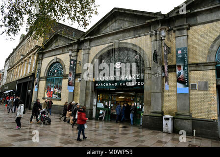 Cardiff Market/ Cardiff Indoor Market a unique Victorian structure established in 1891 Stock Photo