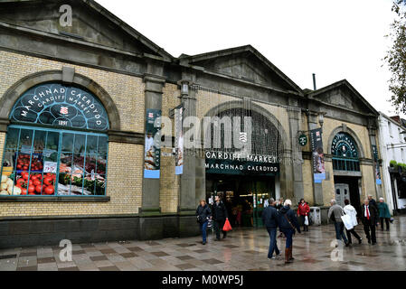 Cardiff Market/ Cardiff Indoor Market a unique Victorian structure established in 1891 Stock Photo