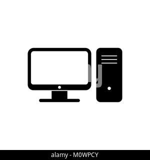 Computer icon isolated on white. PC symbol. Stock Vector