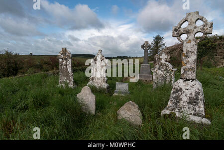 On a lonely hill near Riverstown, Ireland the Templemore Burial Grounds. Stock Photo