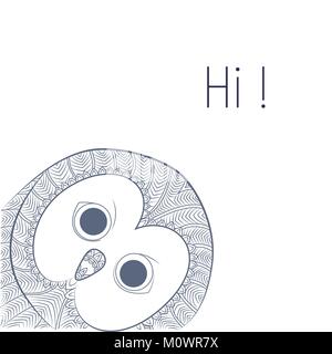 Doodle owl says hi Stock Vector