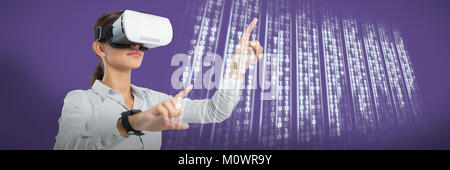 Composite image of female executive using virtual reality headset Stock Photo