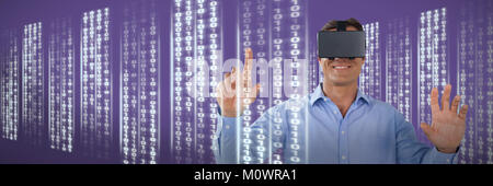 Composite image of smiling businessman using vr glasses Stock Photo