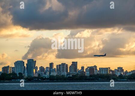 Argentine,Buenos Aires,arrival of an airplane on the airport Jorge Newberry Stock Photo