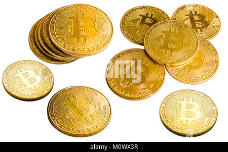 Bitcoins Set. cryptocurrencies with a golden bitcoin Stock Photo