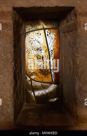 France,Tarn et Garonne,Moissac,St Peter Abbey Church,step on the way to Santiago de Compostela,listed as UNESCO World Heritage,Stained glass by Marc Chagall in the chapel of the Blessed Sacrament Stock Photo