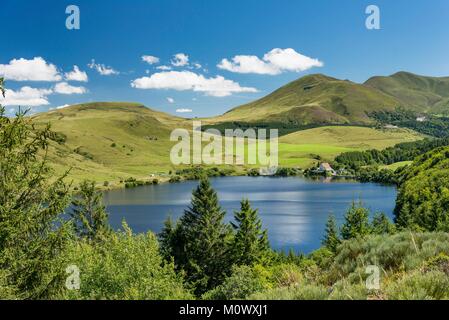 France,Puy de Dome,Regional Natural Park of Auvergne Volcanoes,Mont Dore,Col de Guery,Lake Guery from the trail Stock Photo