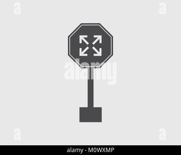 Roundabout sign of road icon on gray Background. Stock Vector