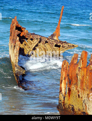 SS Dicky shipwreck, sunk in 1893, on the Australian coastline.  This wreck has since been removed and so new images are not possible. Stock Photo