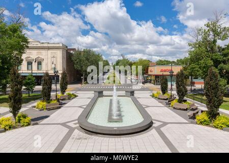 Canada,Quebec province,Montreal,Hochelaga-Maisonneuve,also known as HOMA or Hochelag,Park and Morgan Avenue and Maisonneuve Market and Olympic Park Tower Stock Photo