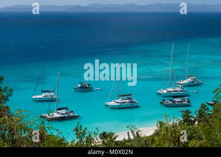 British Virgin Islands,Jost Van Dyke,White Bay,elevated view Stock Photo