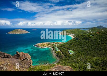 French West Indies,St-Barthelemy,Anse des Flammands,Anse des Flamands bay,elevated view Stock Photo