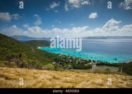 British Virgin Islands,Jost Van Dyke,White Bay,elevated view Stock Photo