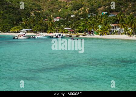 British Virgin Islands,Jost Van Dyke,Great Harbour,elevated waterfront view Stock Photo