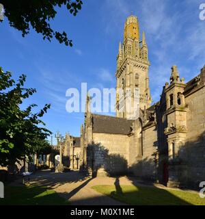 France,Finistere,Lampaul-Guimiliau,parochial enclosure,the church Stock Photo