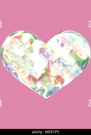 Swirl Marble Heart On Plain Pink Background Stock Vector
