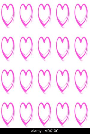 Bright Pink Hearts On A Plain White Background Seamless Stock Vector
