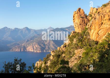 France,Corse du Sud,gulf of Porto,the Calanques de Piana,les Calanches,conservation area UNESCO world heritage,the locality of the Château Fort Stock Photo