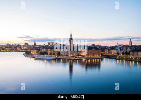 Sweden,Stockholm,island of Sodermalm,walk along the Monteliusvagen panoramic terrace,view of Gamla Stan Stock Photo