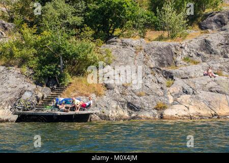 Sweden,Stockholm,swimming area in the city centre Stock Photo