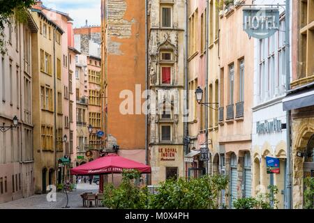 France,Rhone,Lyon,historic centre classified as a UNESCO World Heritage site,Old Lyon,Saint-Paul district,Lainerie street Stock Photo