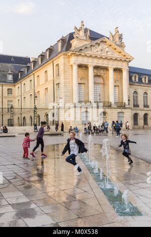 France,Cote d'Or,Dijon,fountains on the Liberation Square in front of the Palace of the Dukes of Burgundy which houses the town hall and the Museum of Fine Arts Stock Photo