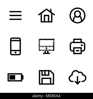 Set of icons for simple flat style ui design. Stock Vector