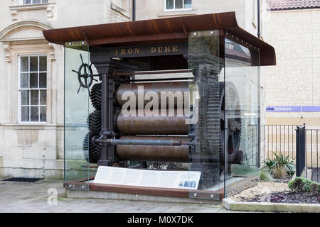 Iron Duke - rubber-rolling or calendaring machine, Bradford on Avon, Wiltshire, England, UK Stock Photo