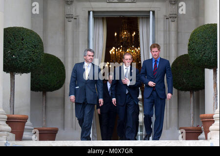 Prince Harry (R) and Sir Peter Westmacott (L), the British Ambassador to the United States, arrive for a reception at the British Ambassador's Residence in recognition of U.S. and British wounded warriors, in Washington, D.C. on May 7, 2012. .Credit: Kevin Dietsch / Pool via CNP/ MediaPunch Stock Photo