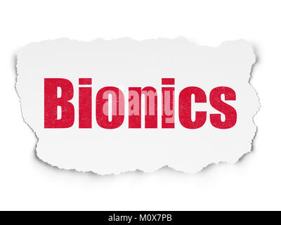 Science concept: Painted red text Bionics on Torn Paper background with  Tag Cloud Stock Photo