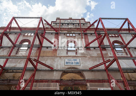 Old bullring,plaza de toros,nowadays in conversion process in museum,Cartagena,Spain. Stock Photo