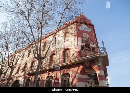 Ancient Hotel Suizo, Swiss Hotel, modernist style by Juli Batllevell in Sabadell,Catalonia,Spain. Stock Photo