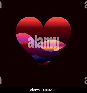 modern heart or love shape with papercut multi layered abstract background for multi purpose design or valentine Stock Vector