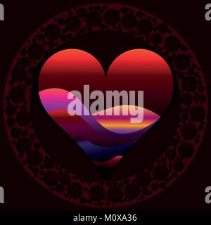 modern heart or love shape with papercut multi layered abstract background for multi purpose design or valentine Stock Vector