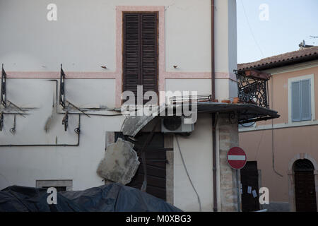 A country hit by the strong earthquake of magnitude 6.5 on 30 October 2016. Norcia, Umbria, in the province of Perugia Stock Photo