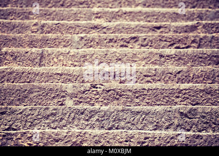 Old stone stairs background, selective focus on foreground, color toned picture. Stock Photo