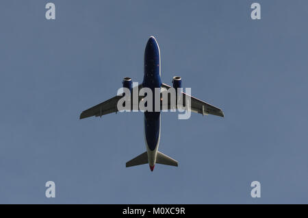 Duesseldorf, Germany - December 28, 2015: Airbus A319-100 of British Airways taking off at the airport of Duesseldorf Stock Photo