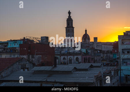 View over the city at sunset in Havana, Cuba Stock Photo
