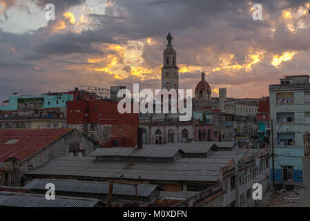 View over the city at sunset in Havana, Cuba Stock Photo