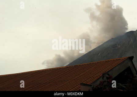 Indonesia. 24th Jan, 2018. Lava flows don't cool instantaneously. It can take days to years for a lava flow to completely cool. Lava flows are streams of molten rock that pour or ooze from an erupting vent. Credit: Sabirin Manurung/Pacific Press/Alamy Live News Stock Photo