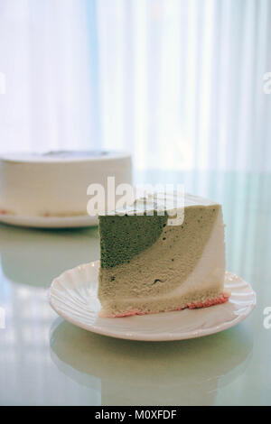 matcha green tea mousse cake Stock Photo