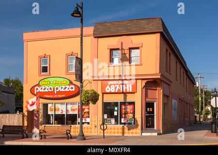 A Pizza Pizza Ltd. franchise store in Gravenhurst, Ontario, Canada. Stock Photo