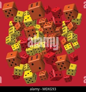 Red Orange Yellow Dice Pattern Stock Vector