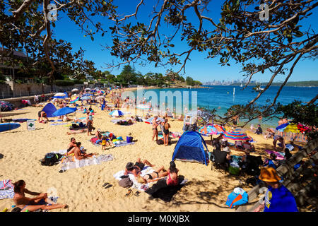 Camp Cove Beach on a hot summer day, South Head Reserve, Watsons Bay, Sydney, Australia. Stock Photo